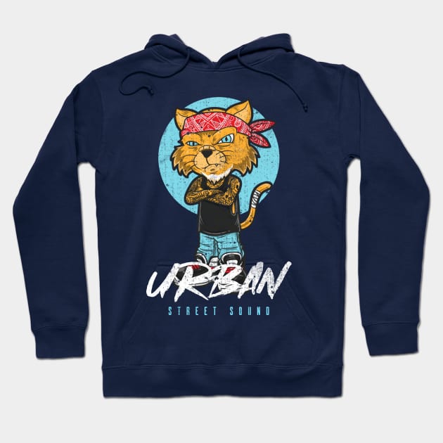 Urban Street Sound Cat Design Hoodie by Stevie26